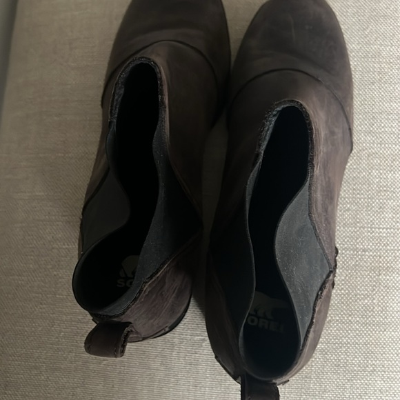 SORREL women leather chocolate brown heeled booties size 10 - Picture 8 of 8